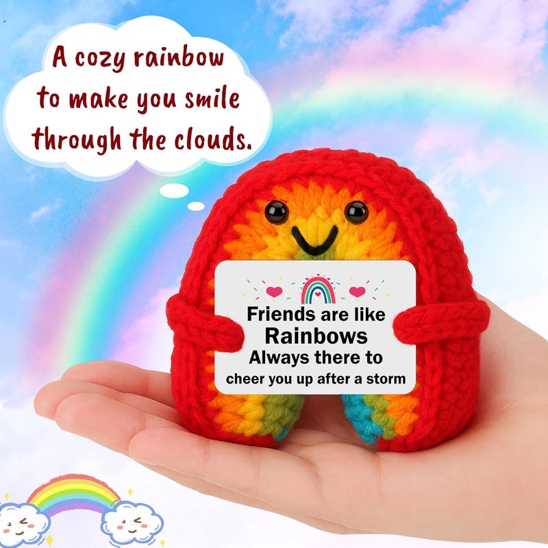 BuiltFit Valentines Galentines for Friend Gifts - Valentine's Valentine Day Crochet Rainbow Emotional Inspirational Support Birthday Positive Friendship Gifts for Men Best Friends BFF Work Bestie - Image 2
